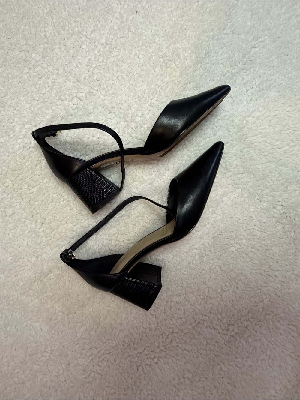Aldo Black Pointed-Toe Slingback Block Heels